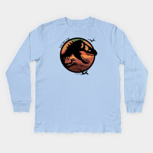 Isla Nublar - Jurassic Tyrannosaurus - Raptor - Sunset Silhouette Kids Long Sleeve T-Shirt